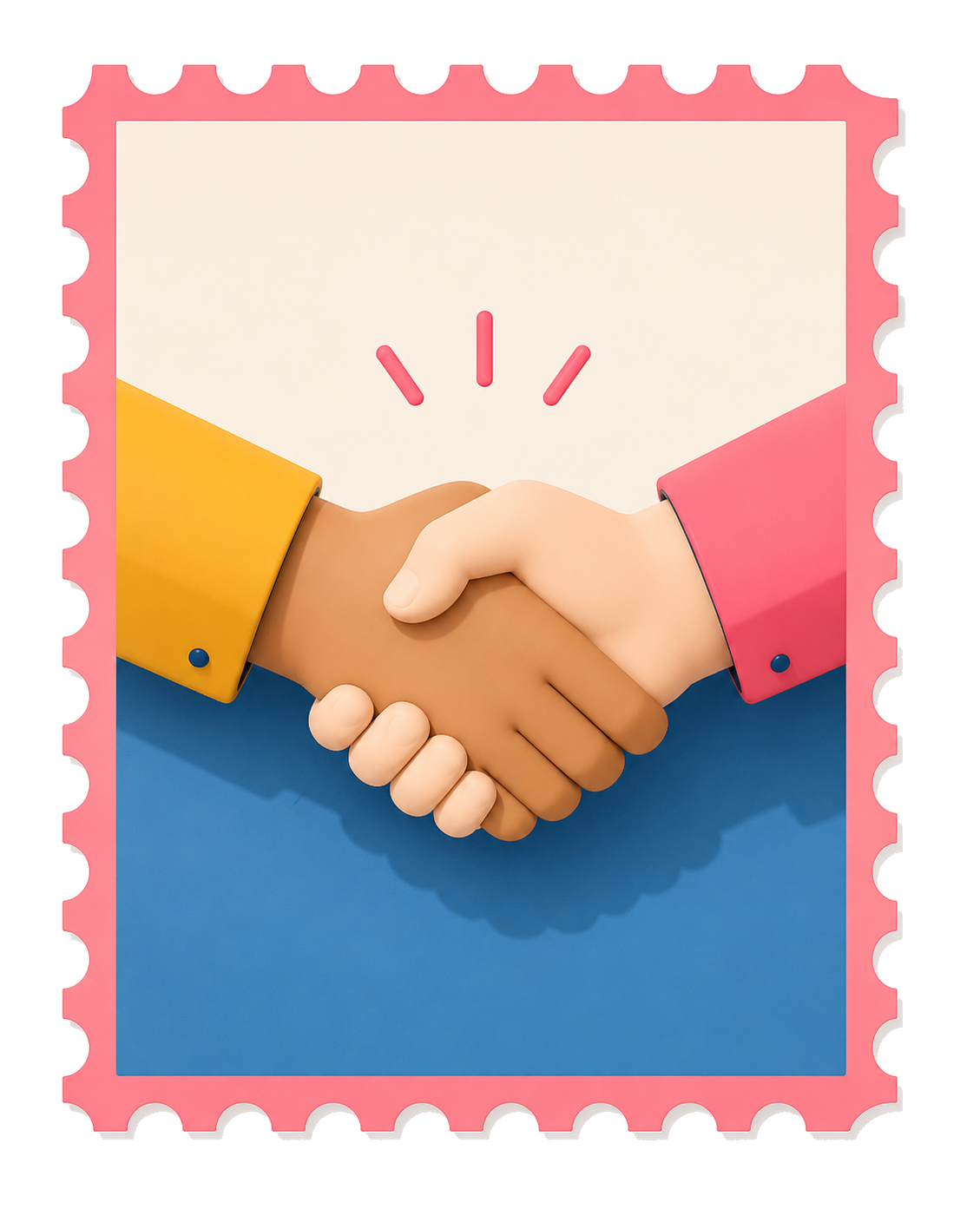 Postage stamp illustration of a handshake